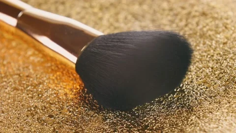 Makeup brush shot close-up Stock Footage 213357591