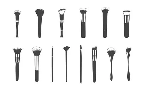Makeup brush silhouette, Makeup brush svg, Makeup svg, Makeup brush logo Stock Illustration