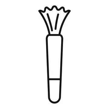 Makeup brush with soft bristles for applying cosmetics, outline icon of bea.. Stock Illustration