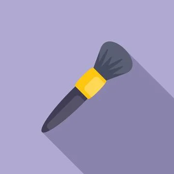 Makeup brush spreading powder with long shadow on purple background Stock Illustration