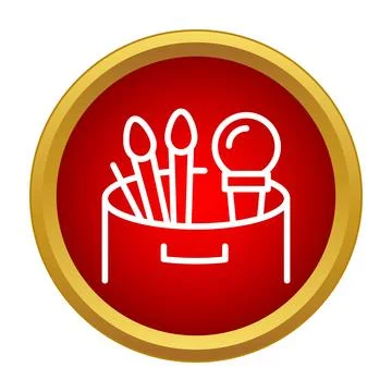 Makeup brushes and beauty tools icon in red circle Stock-Illustration