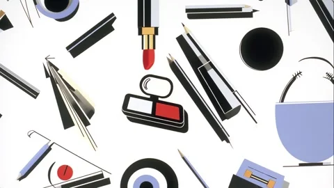 Makeup brushes and powder kits in bold design Stock Footage 308054448