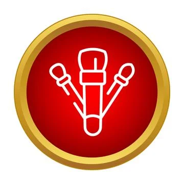 Makeup brushes and tools line icon in red circle Stock Illustration