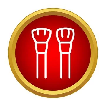 Makeup brushes beauty icon on red button Stock Illustration