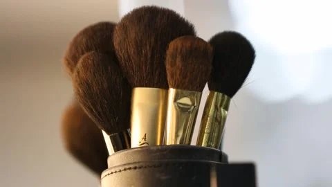 Makeup brushes in a beauty salon 1 Video stock 307215381