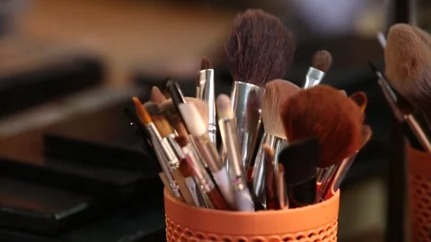 Makeup brushes in a beauty salon 10 Video stock 307215455