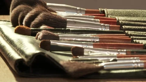 Makeup brushes in a beauty salon 15 Video stock 307215498
