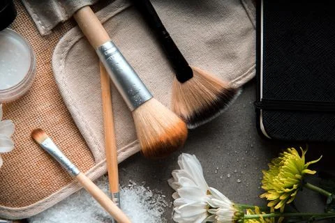 Makeup-brushes-close-up  Stock Photos