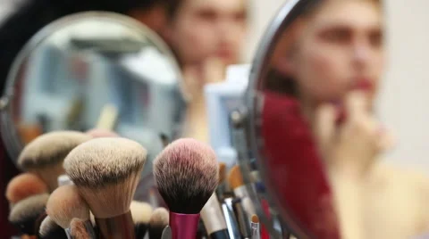 Makeup brushes, closeup Stock Footage 63140296