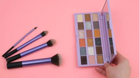 Makeup brushes color pallet Stock Footage 280205807