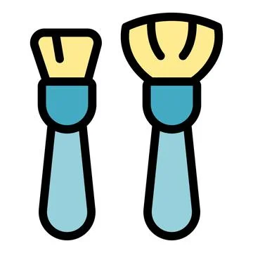 Makeup brushes creating beauty routine icon set vector illustration Illustration