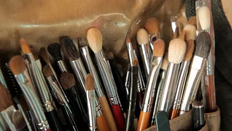 Makeup brushes Video stock 102166456