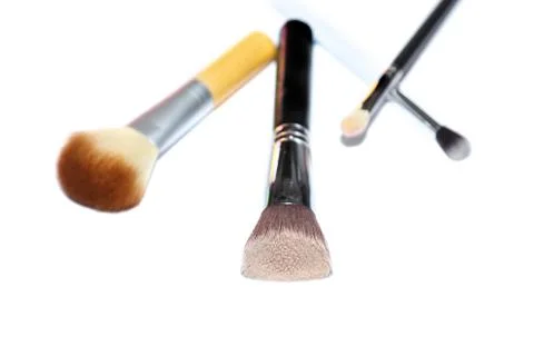 Makeup brushes isolated on white background Stock Photos