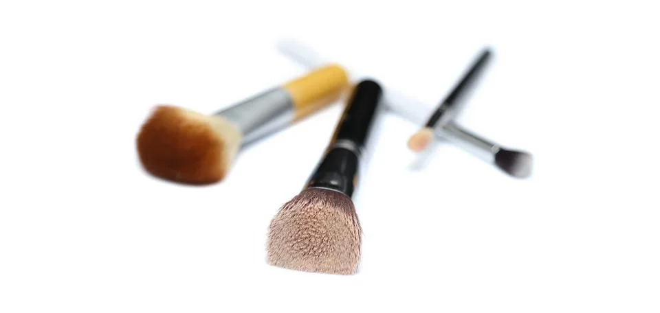 Makeup brushes isolated on white background Stock Photos