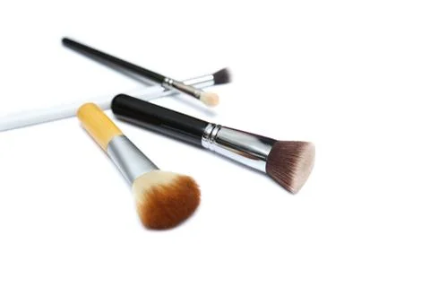 Makeup brushes isolated on white background Stock Photos