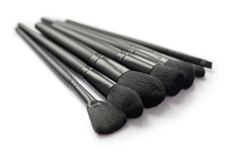 Makeup brushes isolated on white background Stock Photos