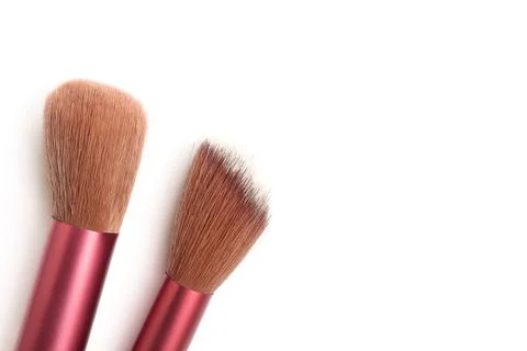Makeup brushes isolated on white background.Cosmetic product for make-up.  Stock Photos