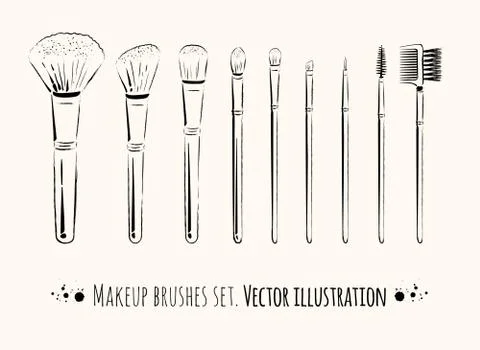 Makeup brushes kit Stock Illustration
