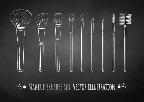 Makeup brushes kit Stock Illustration