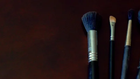 Makeup Brushes panning shot Stock Footage 95496955