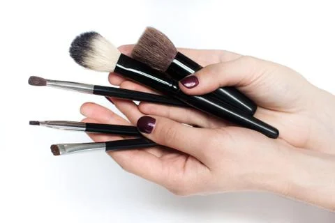 Makeup brushes Stock Photos