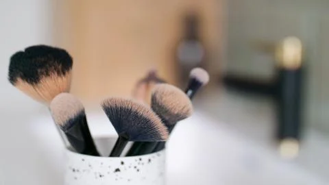Makeup brushes Stock Photos