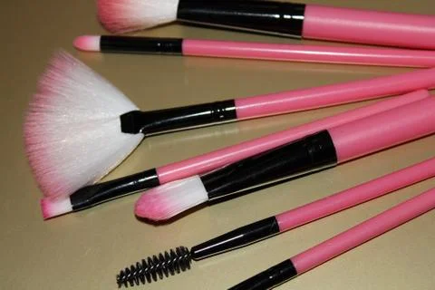 Makeup brushes Stock Photos