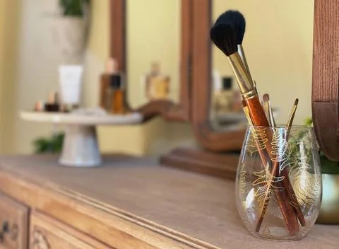Makeup brushes Stock Photos