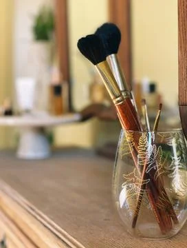 Makeup brushes Stock Photos