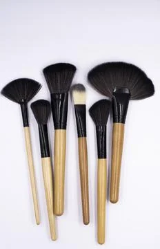 Makeup brushes put on background, Stock Photos