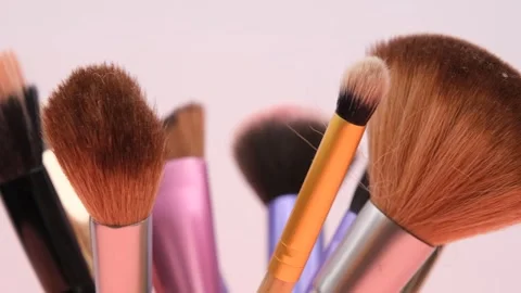 Makeup brushes rotate Stock Footage 242751398
