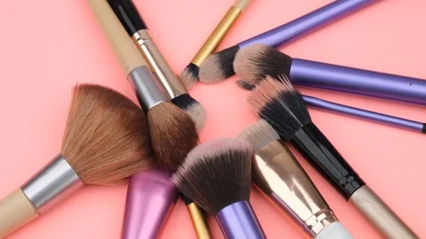 Makeup brushes rotate Stock Footage 242752062