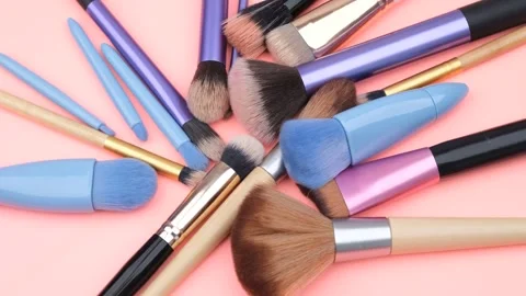 Makeup brushes rotate Stock Footage 242752478