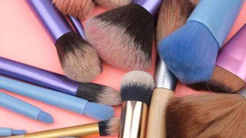 Makeup brushes rotate Stock Footage 242752716