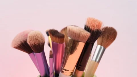 Makeup brushes rotate Stock Footage 242752731