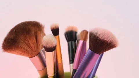 Makeup brushes rotate Video stock 242752735