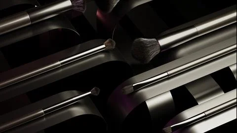 Makeup Brushes Set On Aluminum Surface Stock-Illustration
