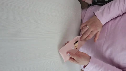 Makeup brushes. A set of brushes in a case. The woman takes out the brushes.. Stock Footage 270159958