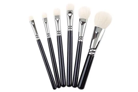 Makeup brushes set. Isolated. White background Stock Photos