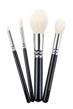 Makeup brushes set. Isolated. White background Stock Photos
