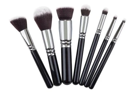 Makeup brushes set. Isolated. White background Stock Photos