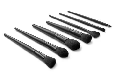 Makeup brushes set isolated on a white background. Different sizes makeup Stock Photos