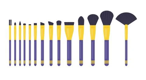 Makeup brushes set vector icon flat isolated illustration Stock Illustration