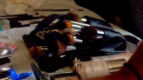 Makeup Brushes static handheld Video stock 95496960