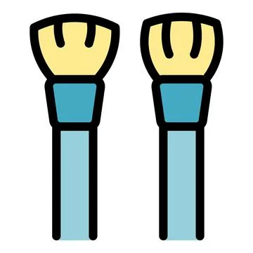 Makeup brushes used for applying cosmetics, creating a beauty routine icon Stock Illustration