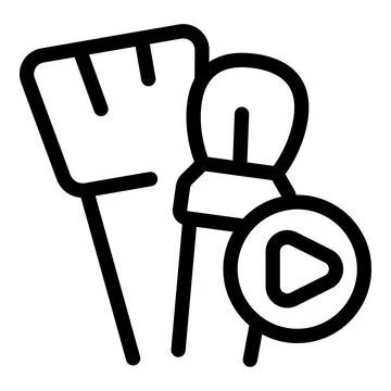 Makeup brushes video tutorial icon with play button Stock Illustration