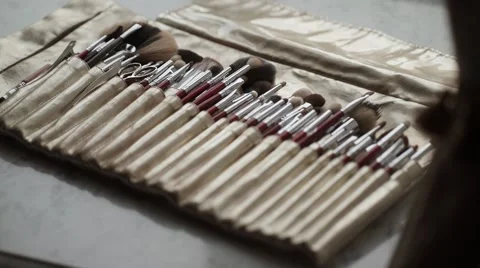 Makeup brushes on the windowsill Stock Footage 60958852