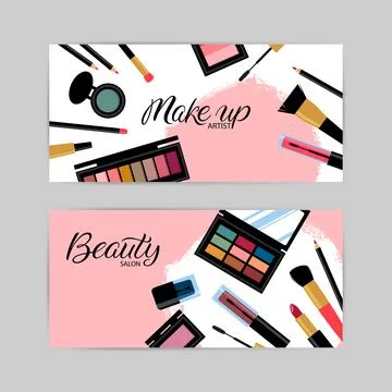 Makeup business cards Stock Illustration