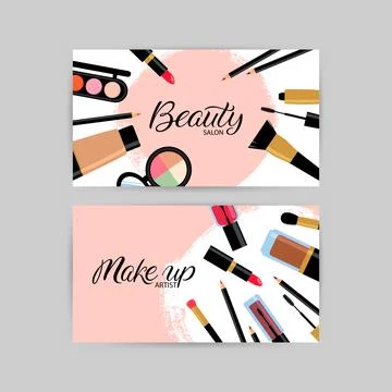 Makeup business cards Stock Illustration