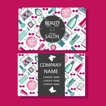 Makeup care cute design of business cards for beauty salon Illustrazione stock